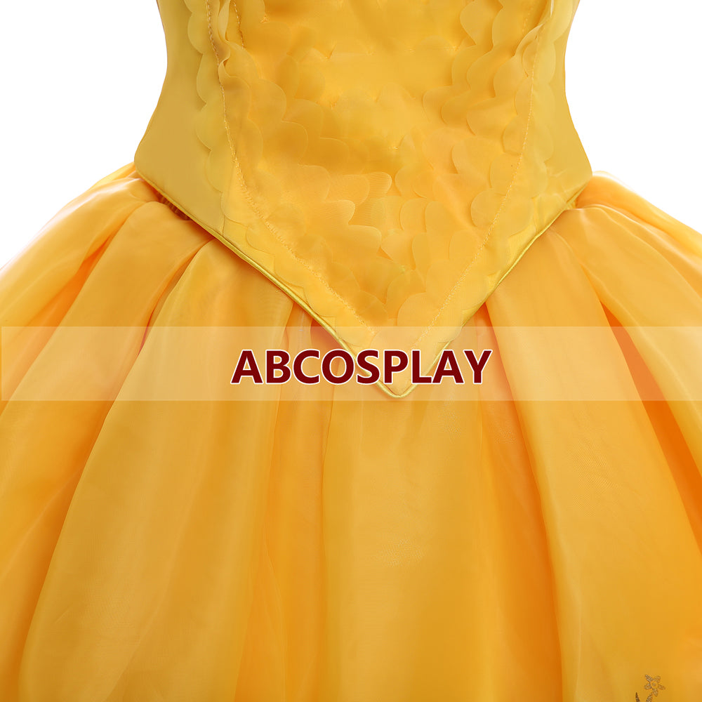 Beauty And The Beast Belle 2015 Princess Yellow Dress Luxury Cosplay Costume