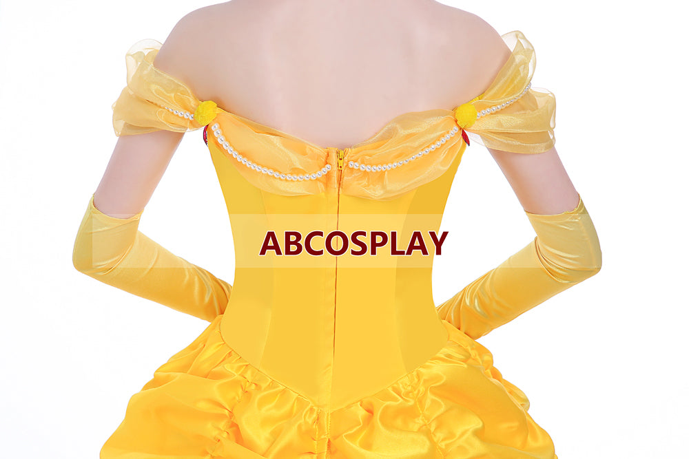 Beauty And The Beast Belle Princess Yellow Dress Luxury Cosplay Costume