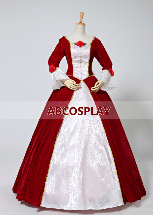 Beauty And The Beast Belle Velvet Princess Dress Cosplay Costume