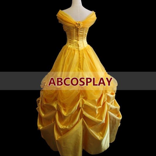 Princess Beauty And The Beast Belle Yellow Dress Cosplay Costumes