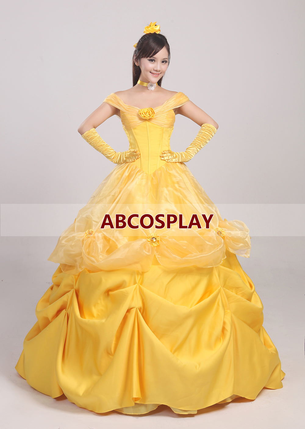 Beauty And The Beast Belle Flower Princess Dress Cosplay Costumes