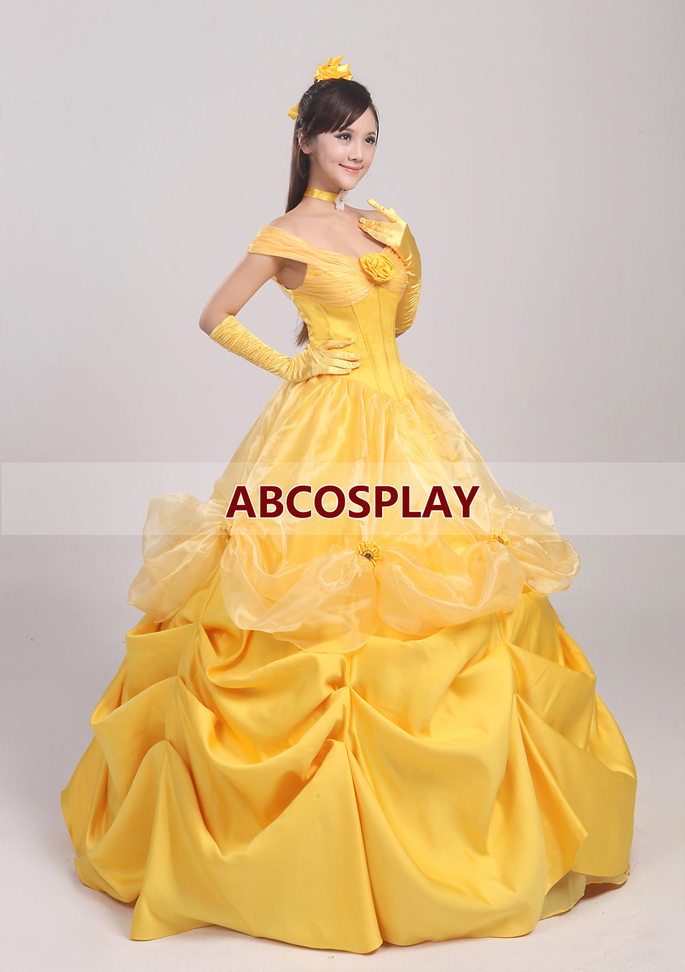 Beauty And The Beast Belle Flower Princess Dress Cosplay Costumes