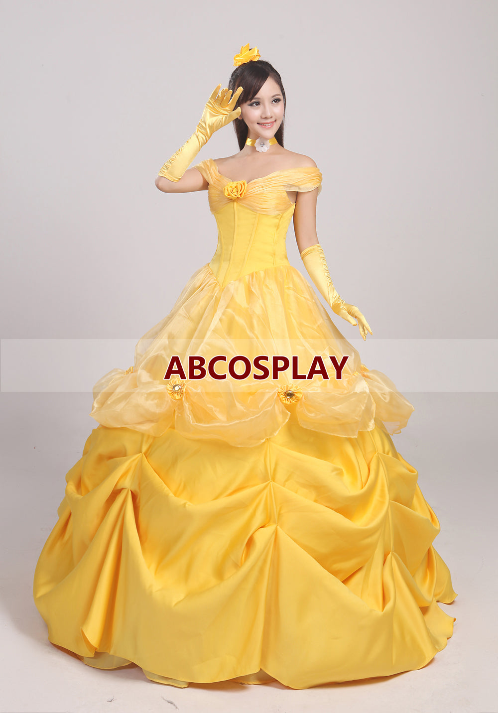 Beauty And The Beast Belle Flower Princess Dress Cosplay Costumes