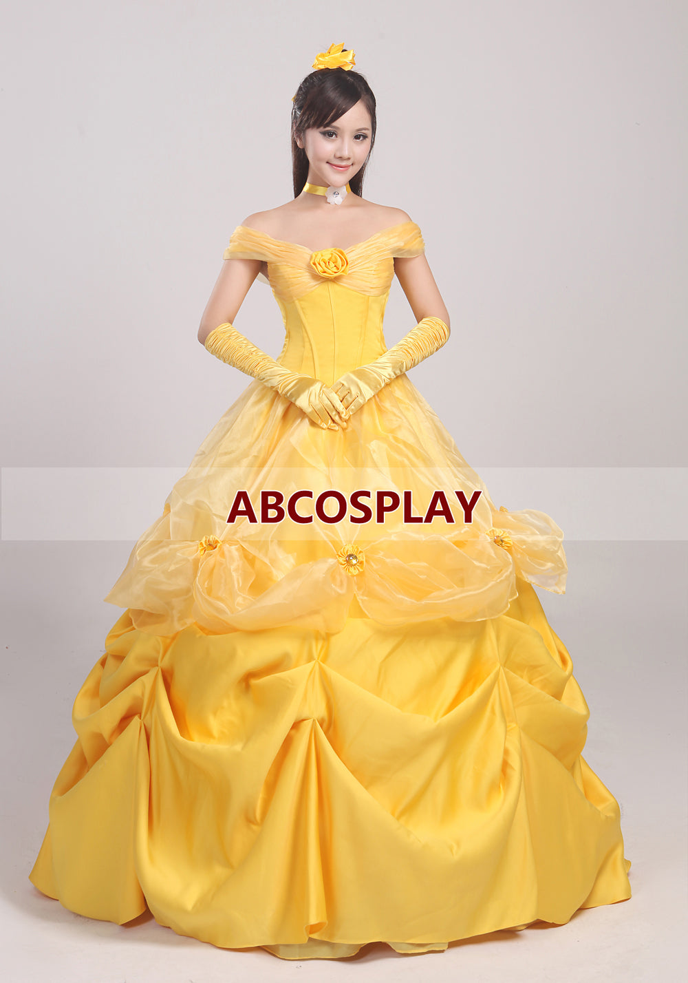 Beauty And The Beast Belle Flower Princess Dress Cosplay Costumes