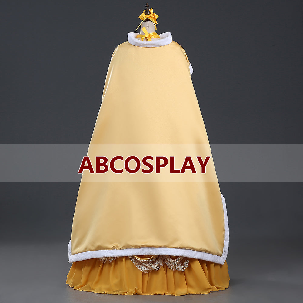 Beauty And The Beast Gold Yellow Princess Dress Cosplay Costumes