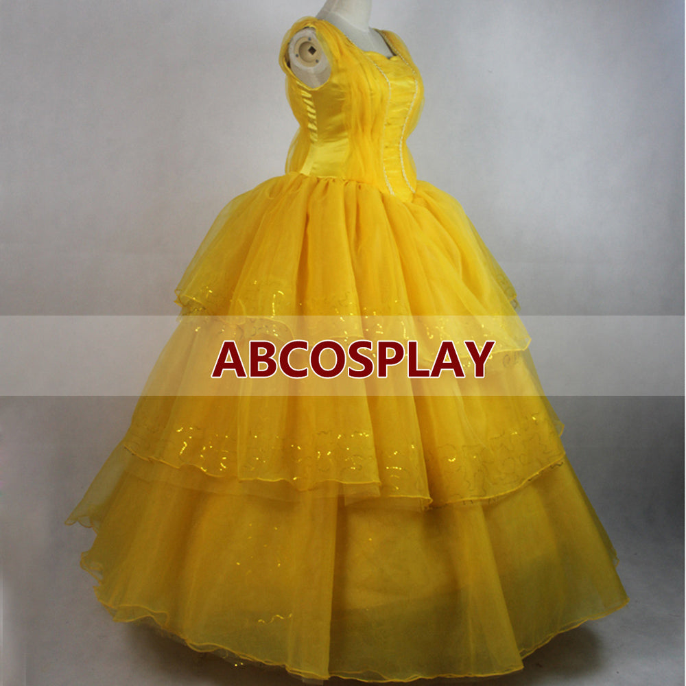 Beauty And The Beast Princess 2015 Yellow Dress Cosplay Costume