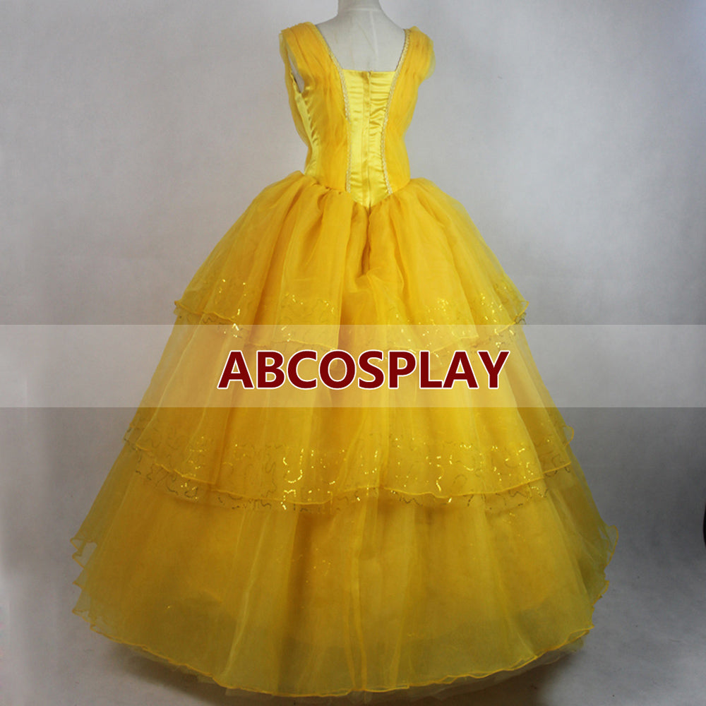 Beauty And The Beast Princess 2015 Yellow Dress Cosplay Costume