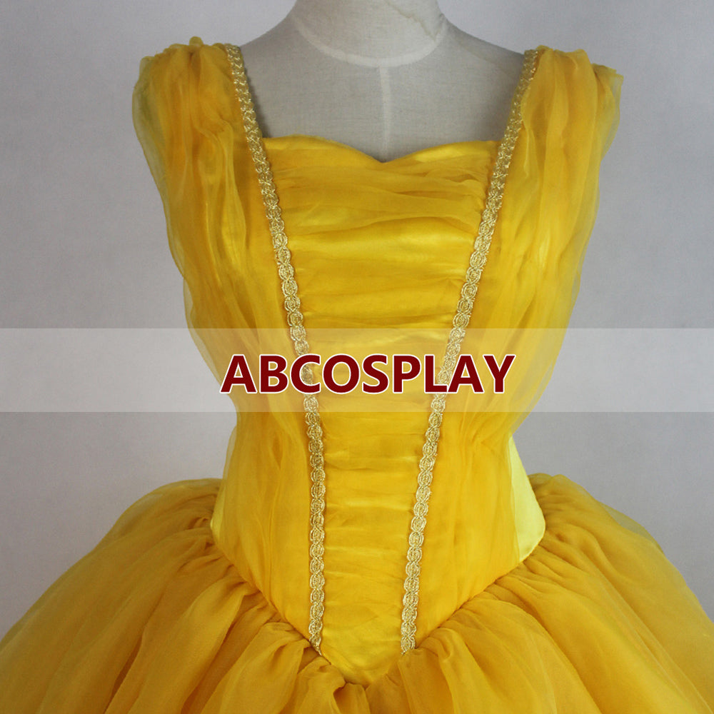 Beauty And The Beast Princess 2015 Yellow Dress Cosplay Costume