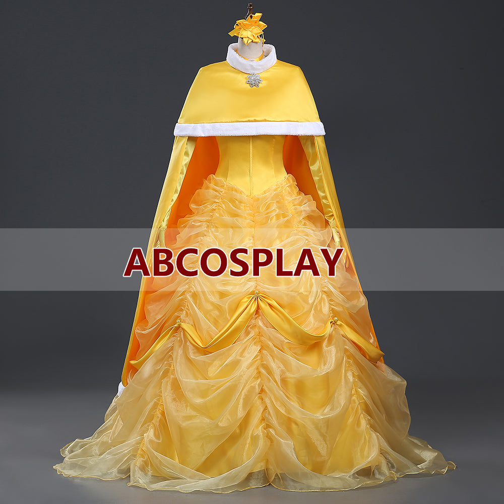 Beauty And The Beast Princess Yellow Dress And Cape Cosplay Costume