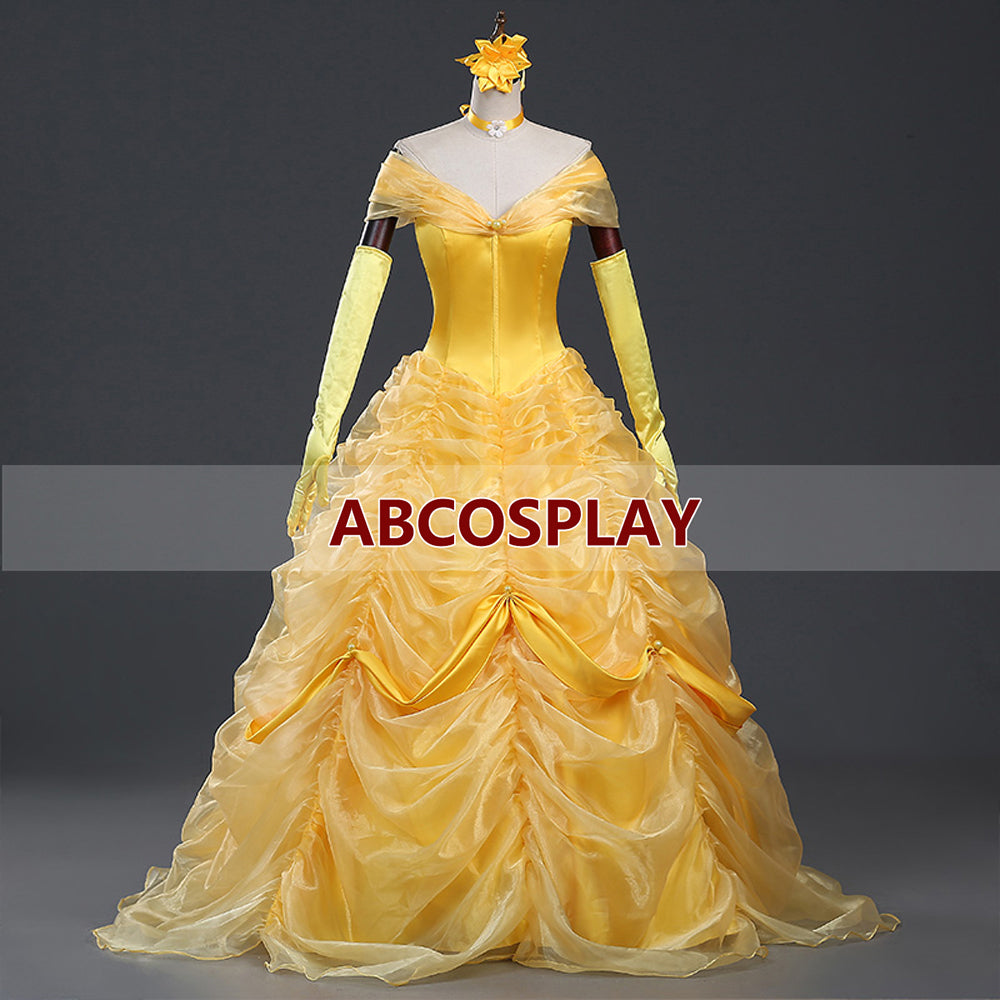 Beauty And The Beast Princess Yellow Dress And Cape Cosplay Costume