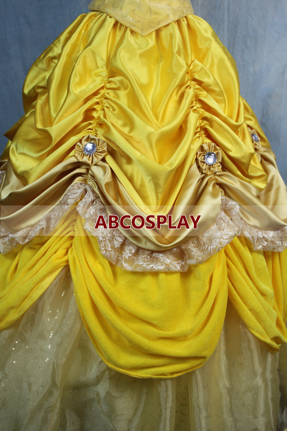 Beauty And The Beast Belle Princess Yellow Dress Three Flowers Cosplay Costume