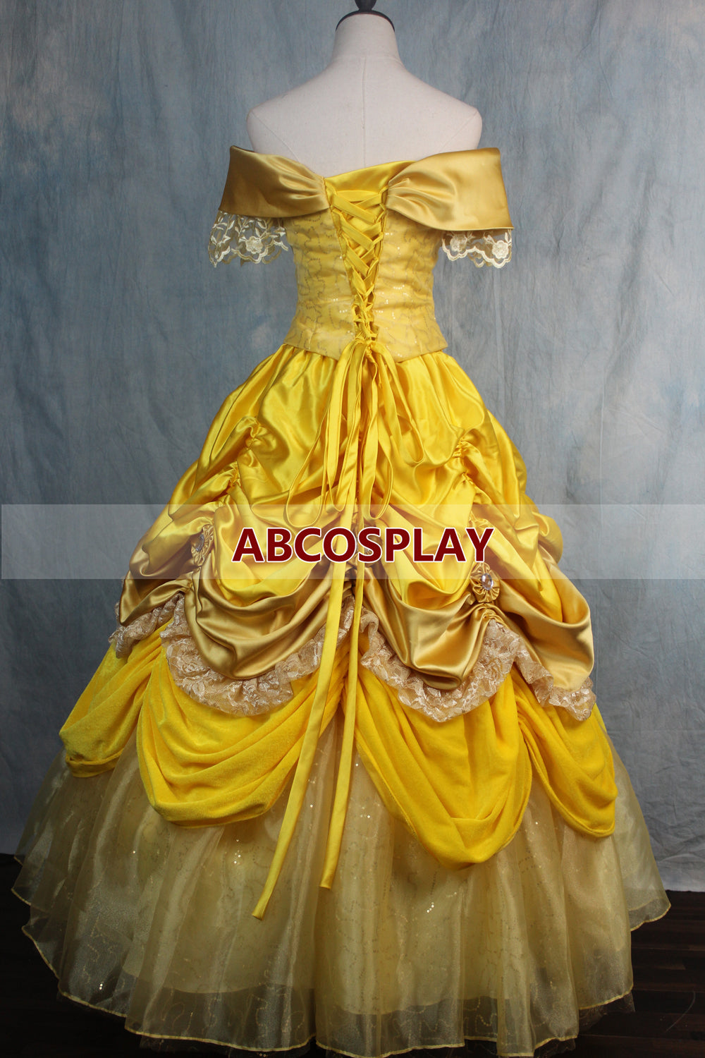 Beauty And The Beast Belle Princess Yellow Dress Three Flowers Cosplay Costume