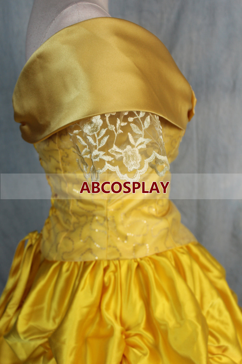 Beauty And The Beast Belle Princess Yellow Dress Three Flowers Cosplay Costume