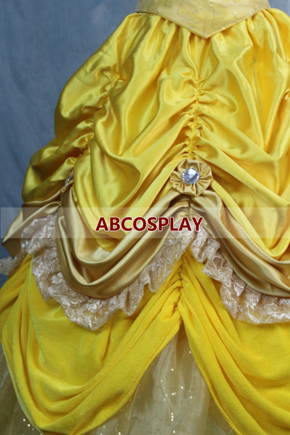 Beauty And The Beast Belle Princess Yellow Dress Three Flowers Cosplay Costume