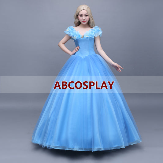 Princess Cinderella Blue Butterfly Dress Cosplay Costumes