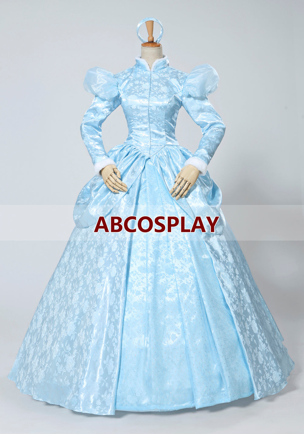 Cinderella Princess Blue Brocade Dress Cosplay Costumes