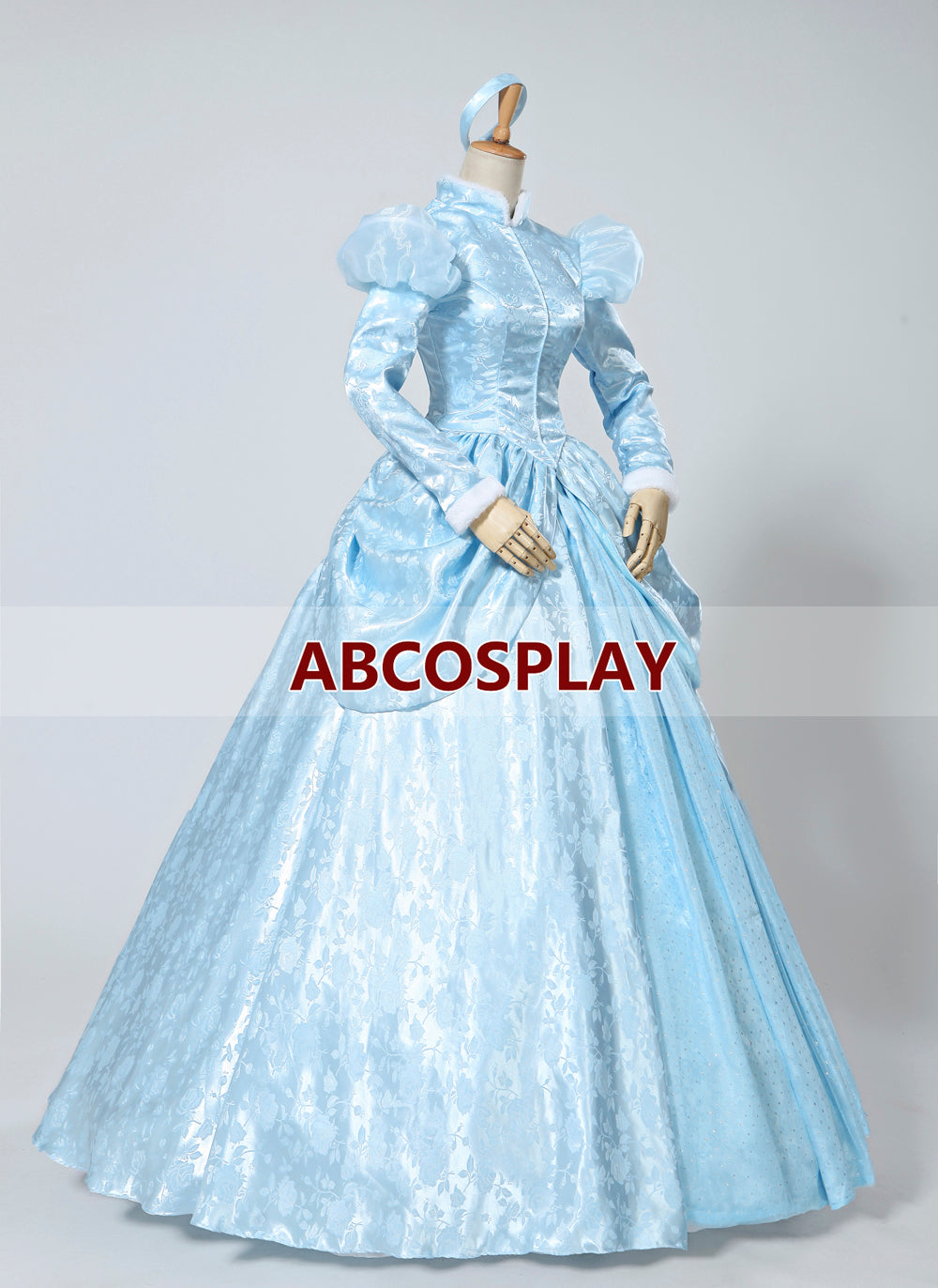 Cinderella Princess Blue Brocade Dress Cosplay Costumes