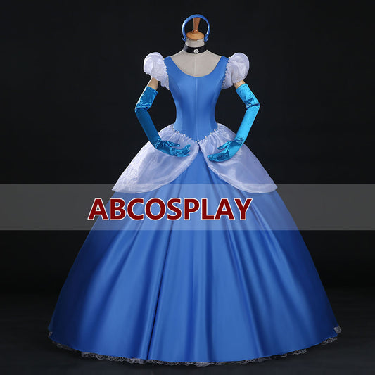 Princess Cinderella Blue Dress Woman Cosplay Costume