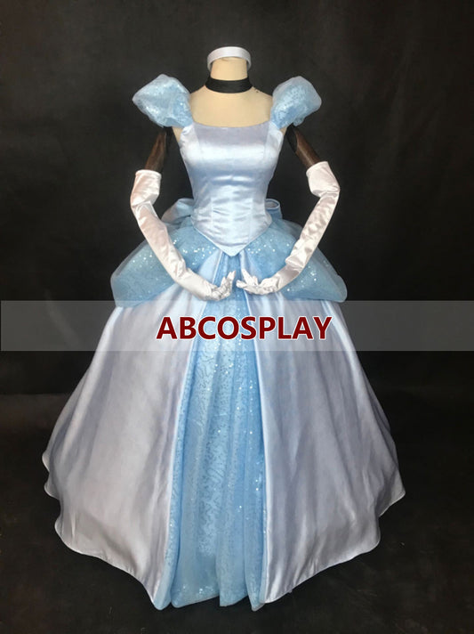 Cinderella Princess Woman Dress Satin Cosplay Costume