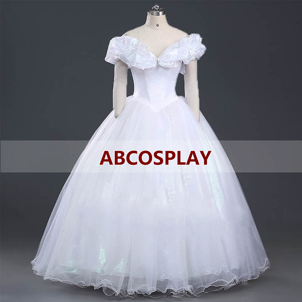 Princess Cinderella White Butterfly Woman Dress Cosplay Costume