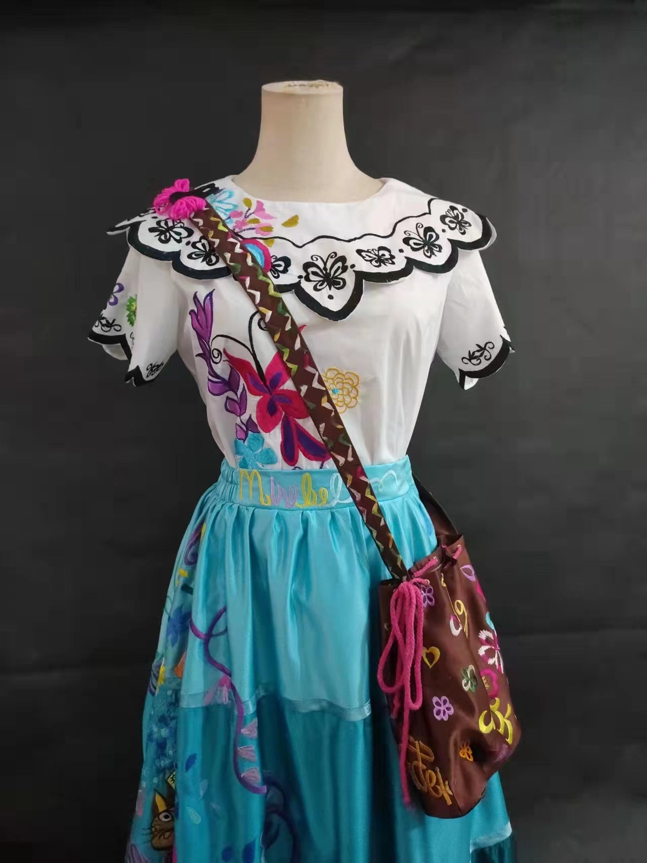 Encanto Mirabel Dolores Embroidery Dress Cosplay Costumes