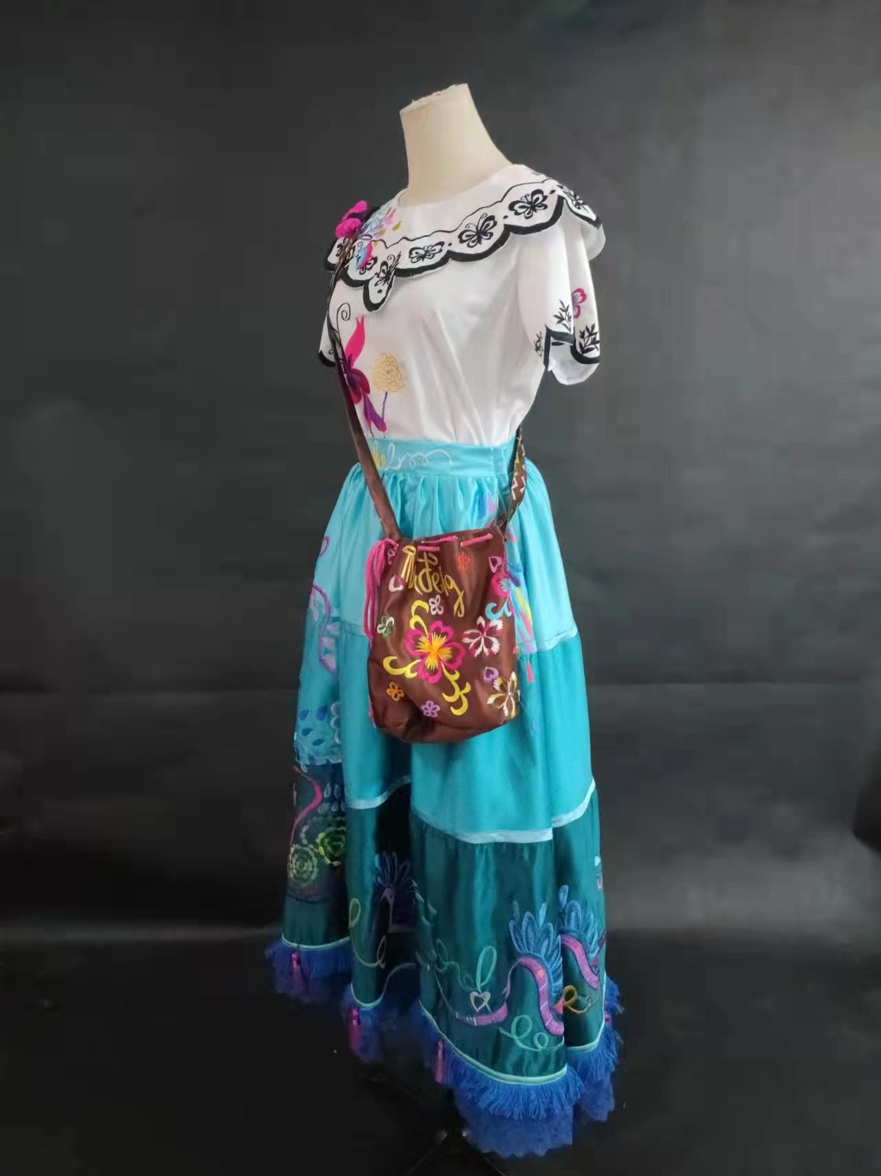 Encanto Mirabel Dolores Embroidery Dress Cosplay Costumes