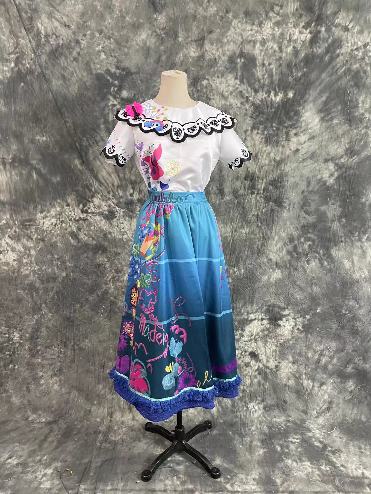 Encanto Mirabel Dolores Printed Dress Cosplay Costumes