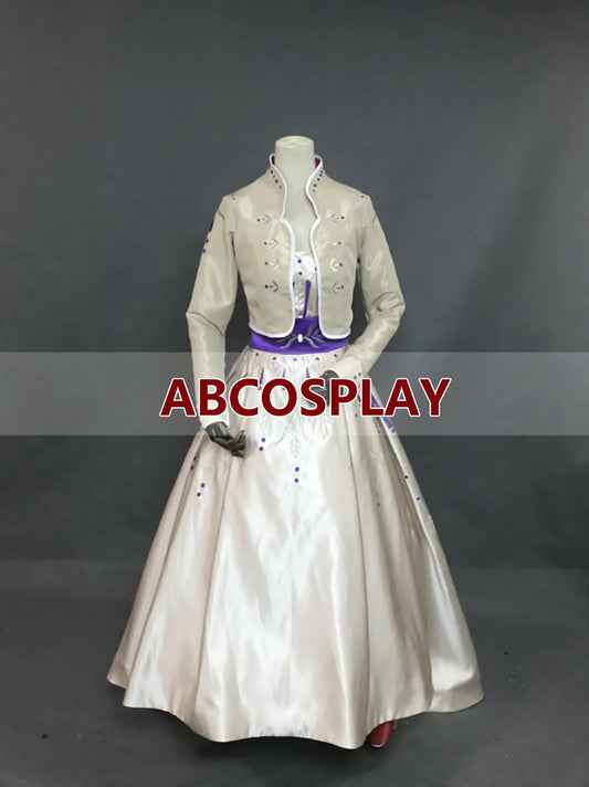 Frozen 2 Anna Embroidery Dress Cosplay Costume Luxury Style