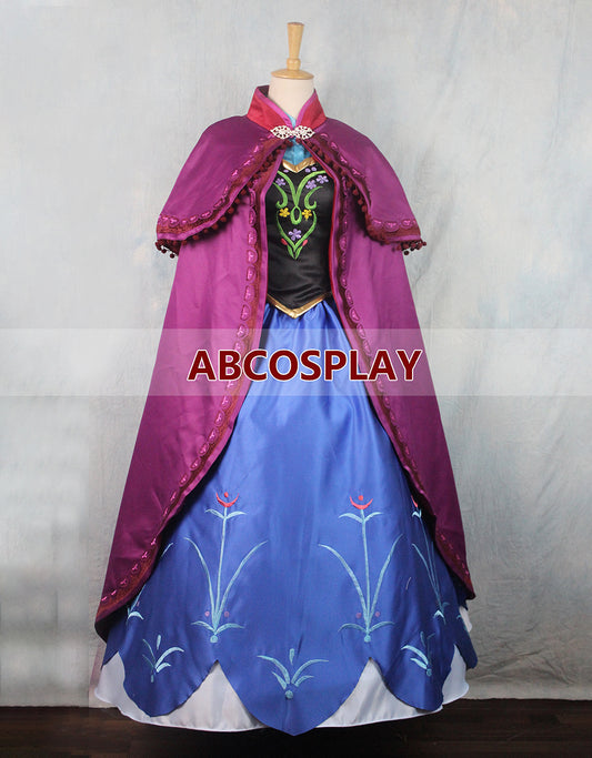 Princess Frozen Anna Coronation Dress Cosplay Costume