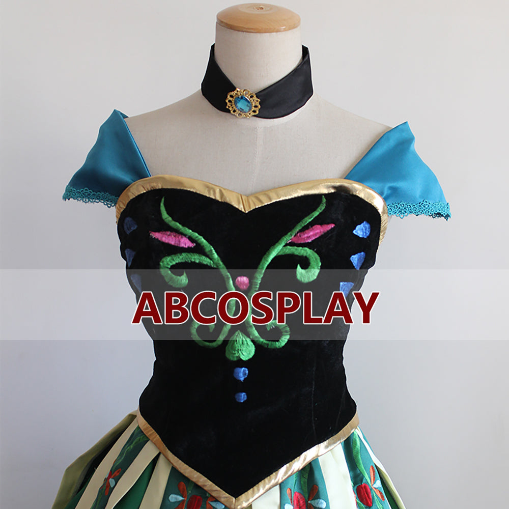 Frozen Anna Embroidery Dress Style 2 Cosplay Costume