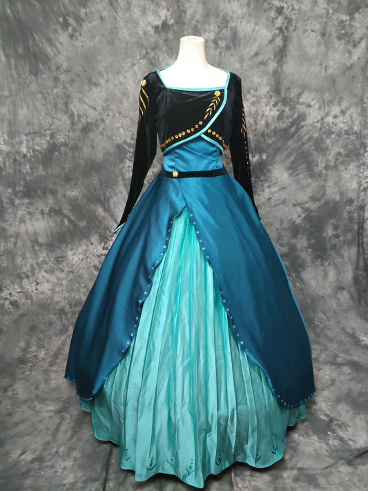 Frozen Anna Priness Embroidery Dress Cosplay Costumes