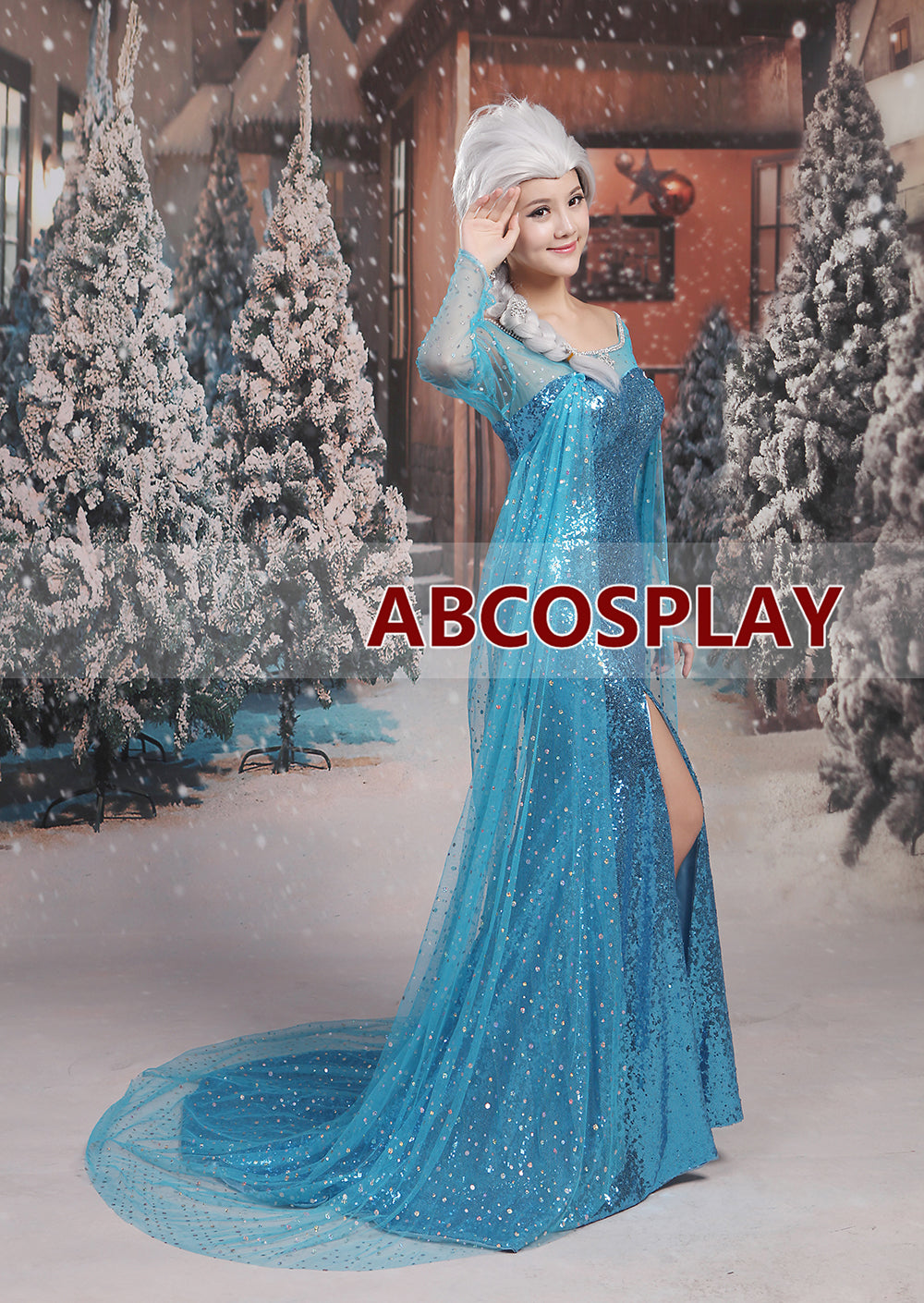 Frozen Elsa Princess Dress Cape Woman Cosplay Costume