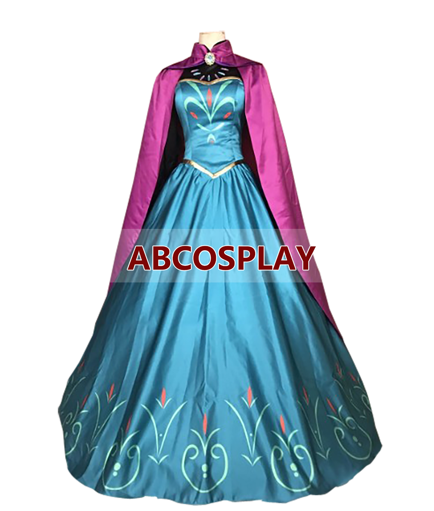 Princess Frozen Elsa Printed Dress Cloak Cosplay Costume