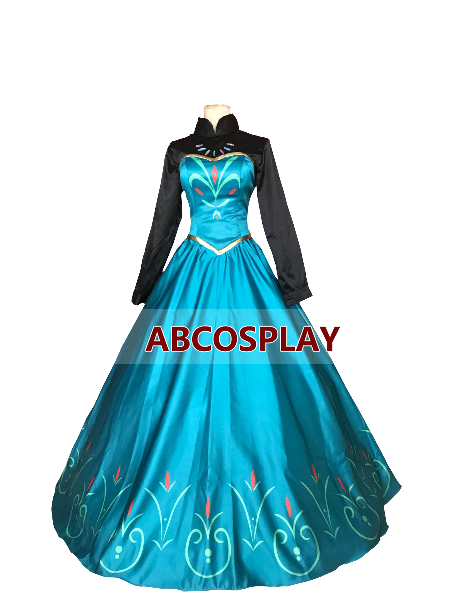 Princess Frozen Elsa Printed Dress Cloak Cosplay Costume