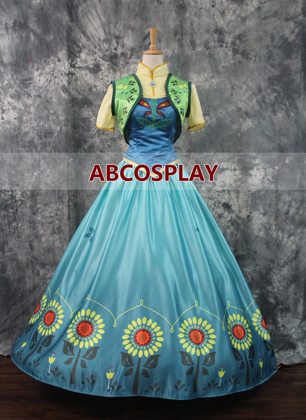 Frozen Fever Anna Printed Dress Cosplay Costume