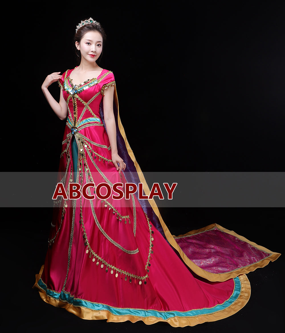 Aladdin And His Lamp Princess Jasmine Formal Magenta Live Action Movie Cosplay Costume