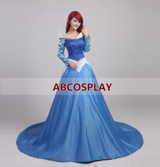 Sleeping Beauty Auroa Blue Dress Cosplay Costume Adult Girls