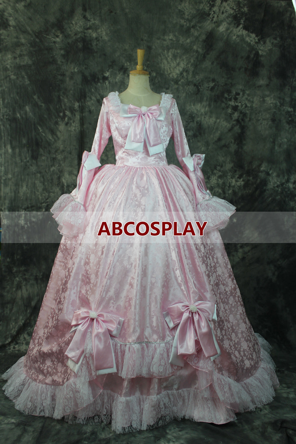 Sleeping Beauty Aurora Pink Brocade Dress Cosplay Costume