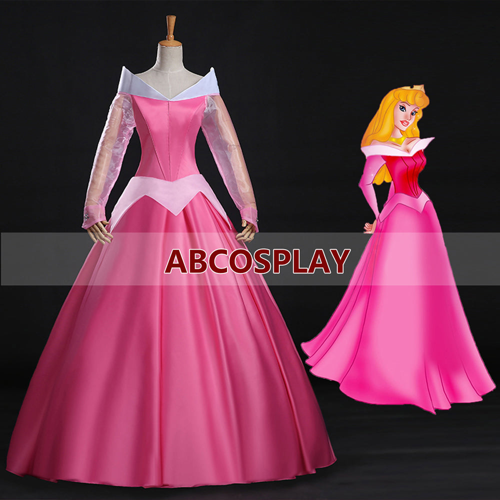 Princess Sleeping Beauty Aurora Pink Dress Cosplay Costume