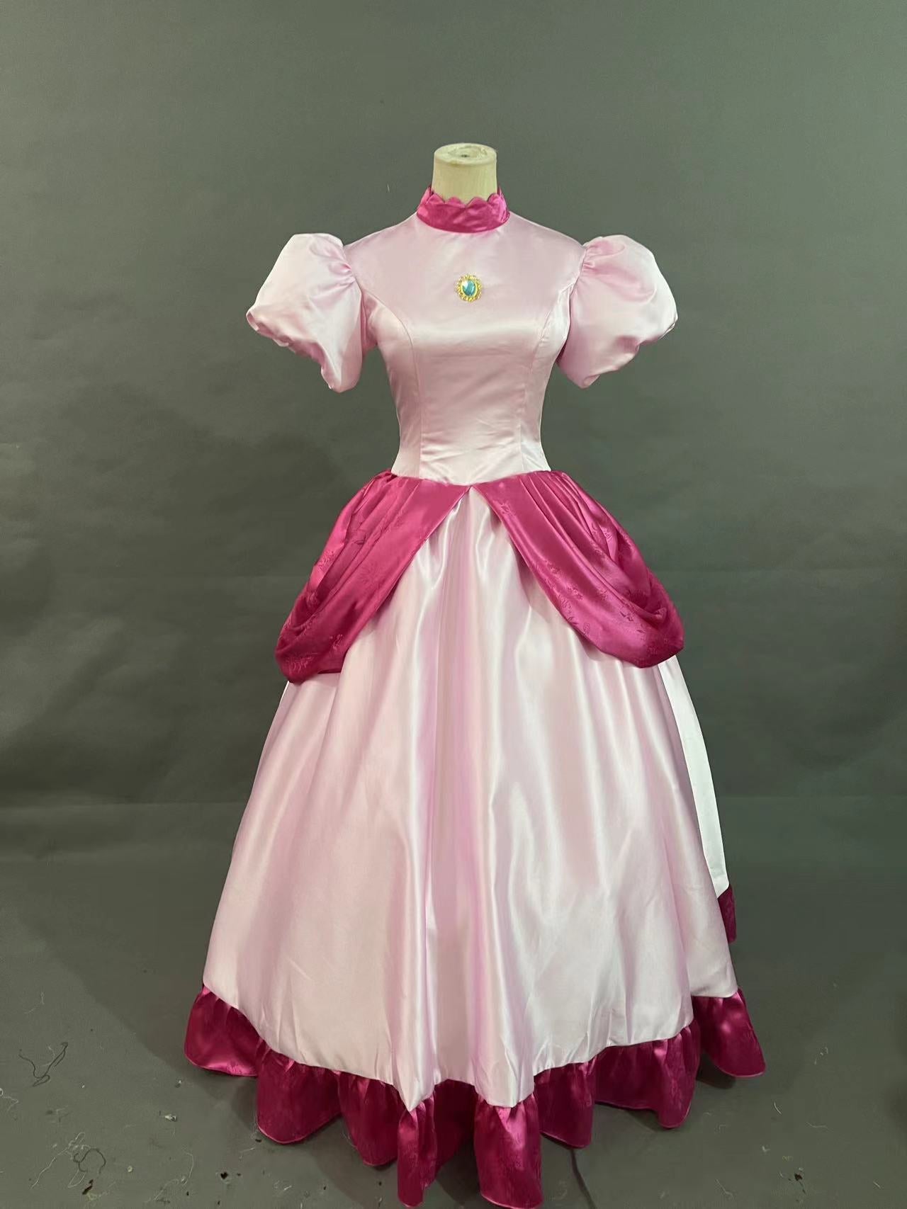 Super Mario Peach Princess Dress Cosplay Costume