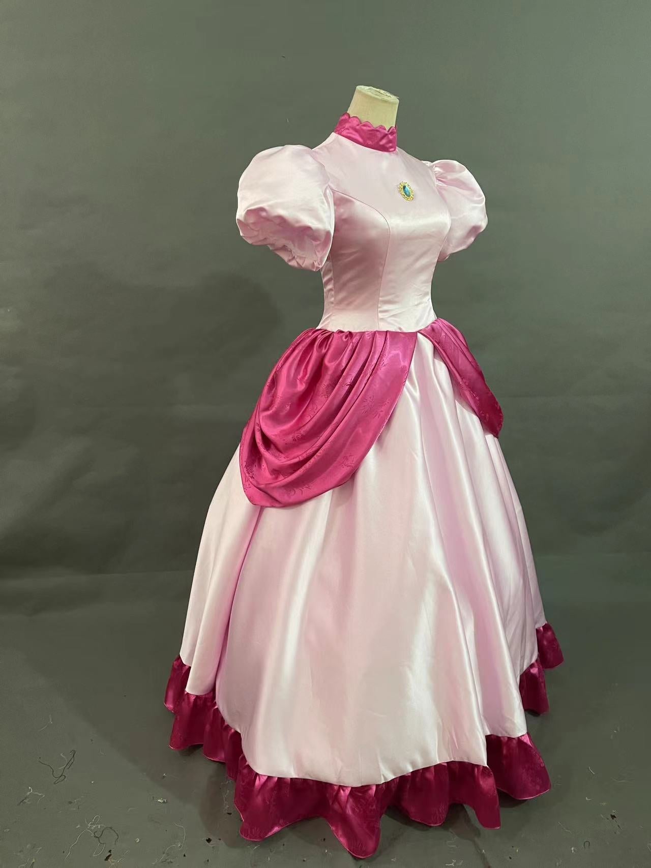 Super Mario Peach Princess Dress Cosplay Costume