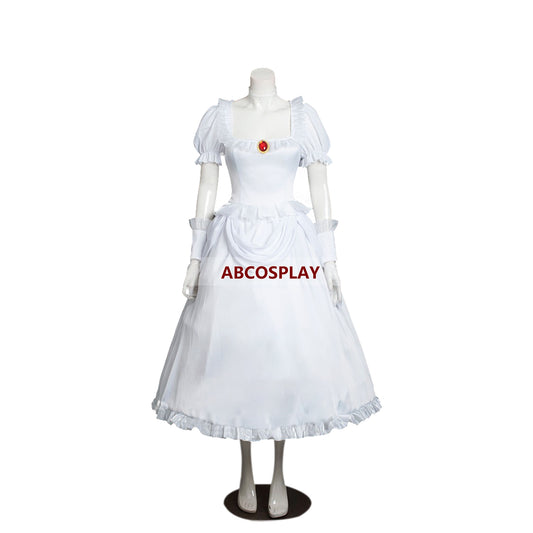 Super Mario White Peach Princess Dress Cosplay Costume