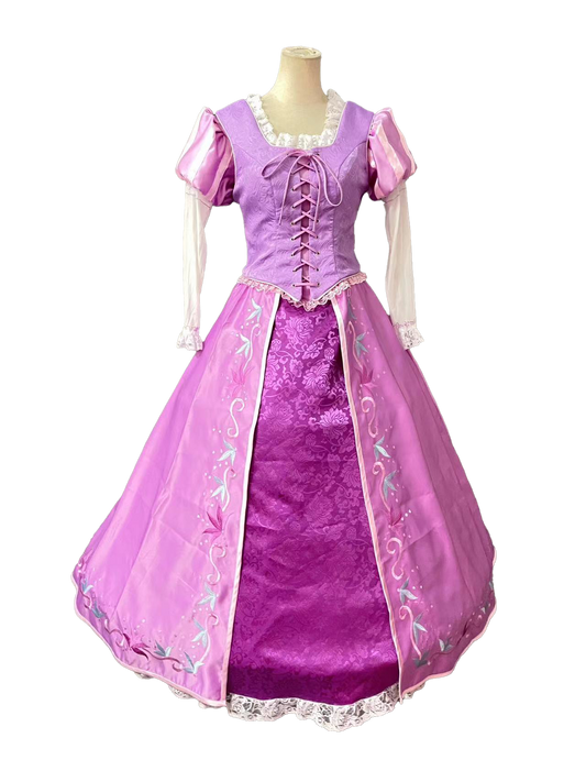 Tangled Princess Rapunzel Dress Embroidery Cosplay Costume