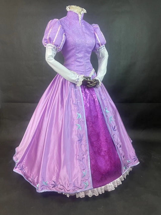 Tangled Rapunzel Princess Dress Embroidery Cosplay Costume