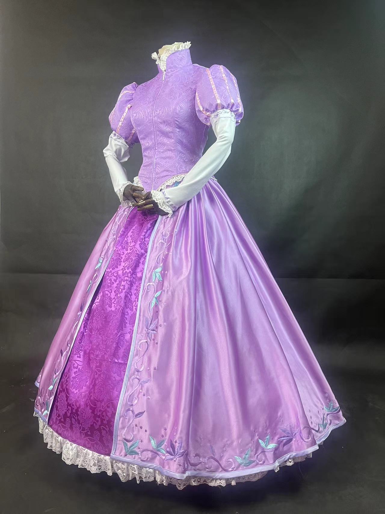 Tangled Rapunzel Princess Dress Embroidery Cosplay Costume