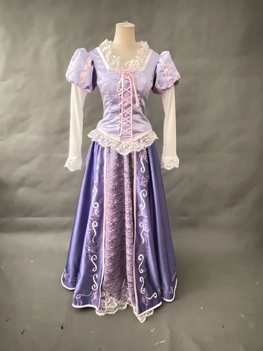 Tangled Rapunzel Embroidery Princess Dress Cosplay Costume