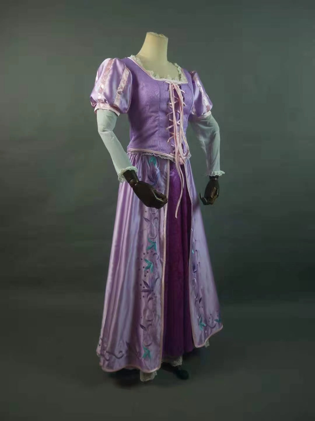 Tangled Princess Rapunzel Embroidery Dress Cosplay Costume