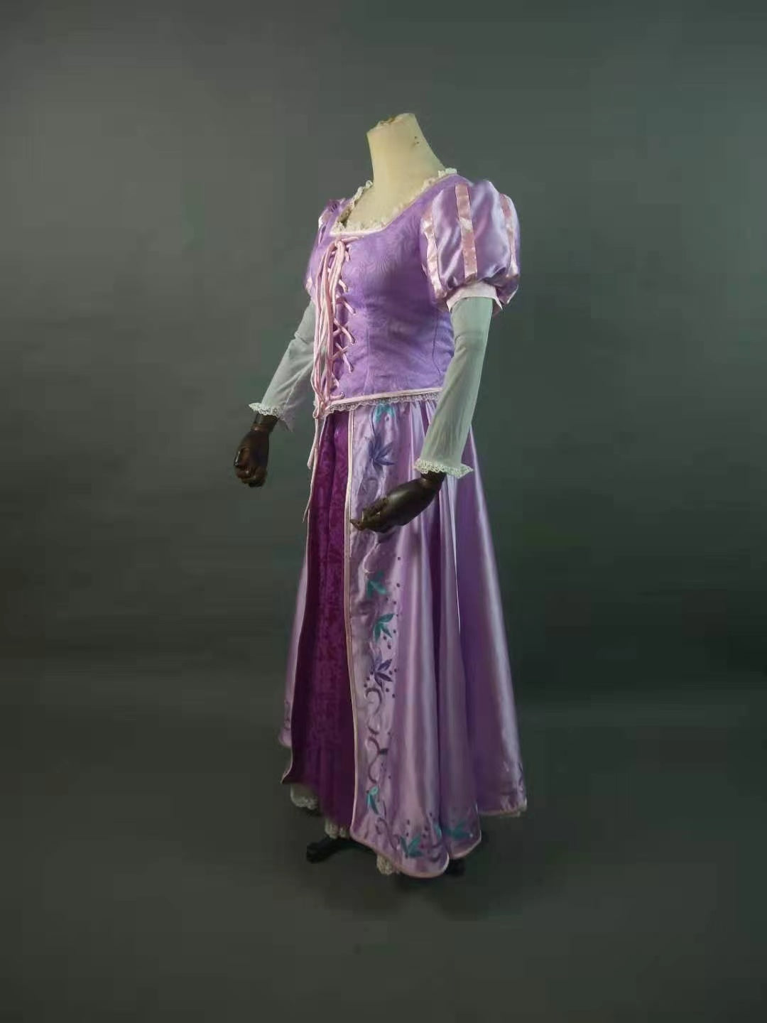 Tangled Princess Rapunzel Embroidery Dress Cosplay Costume