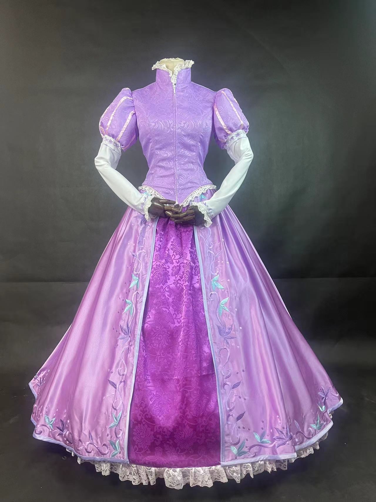 Tangled Rapunzel Princess Dress Embroidery Cosplay Costume