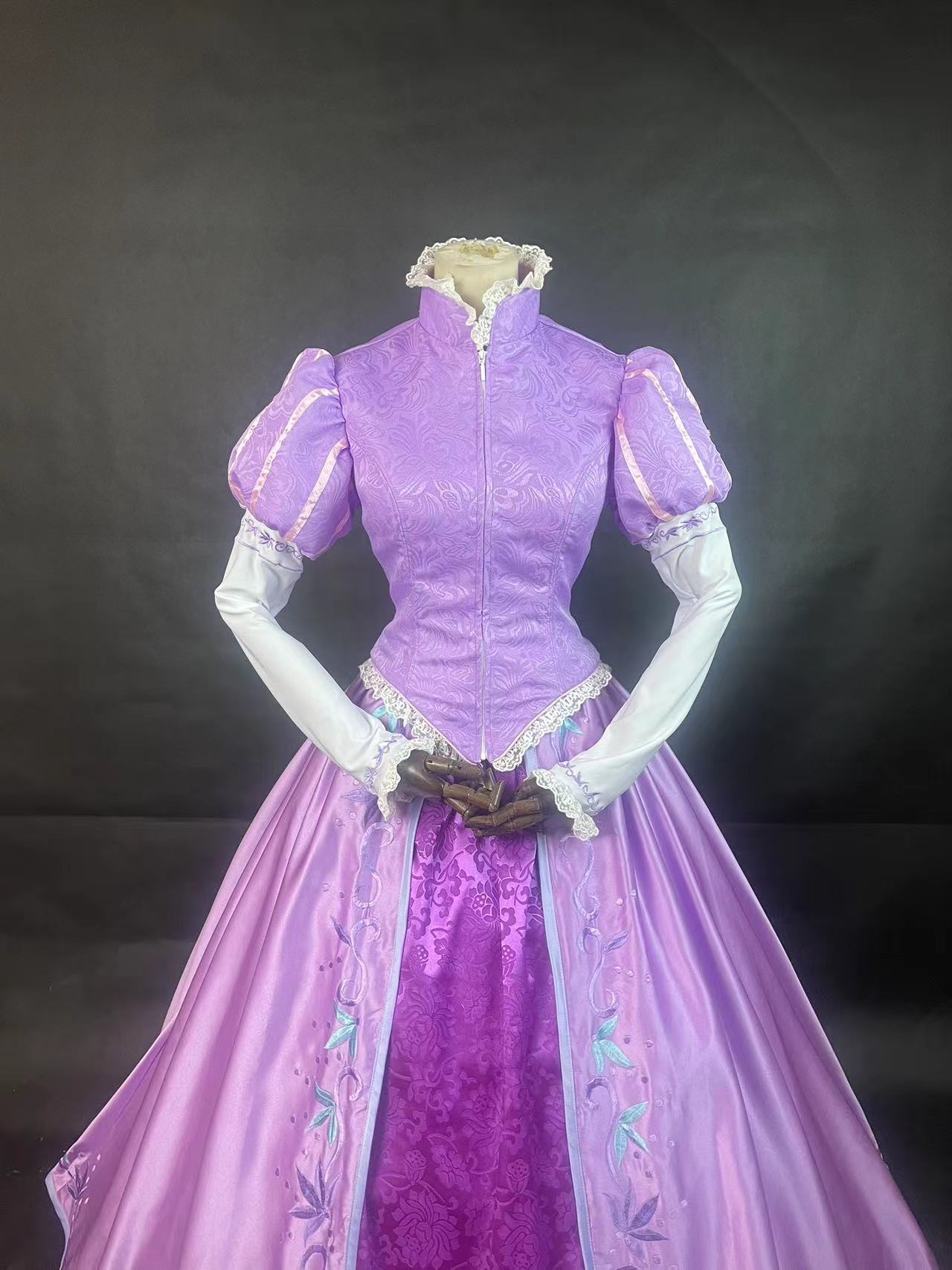 Tangled Rapunzel Princess Dress Embroidery Cosplay Costume